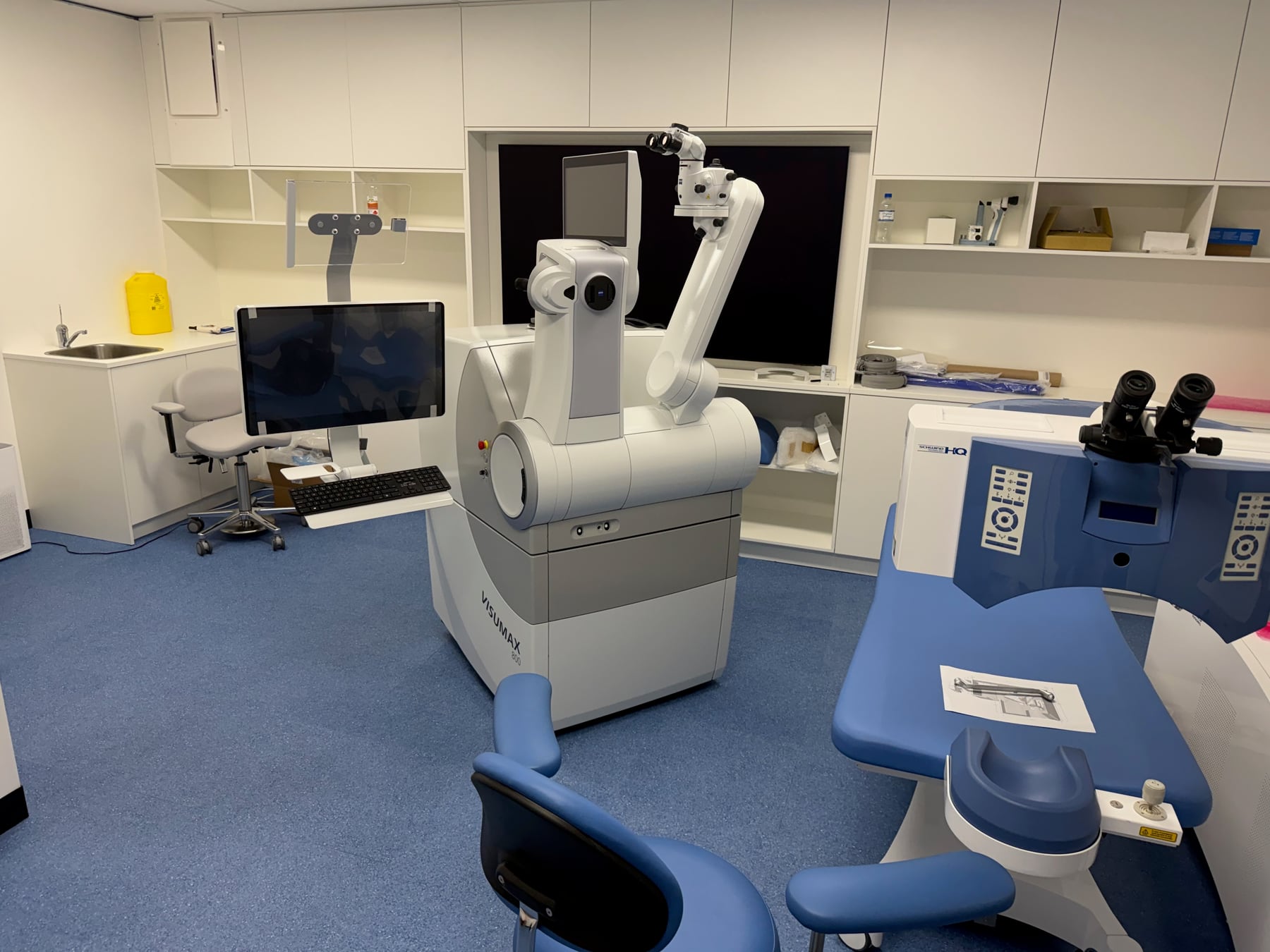 Schwind and Zeiss laser equipment inside the treatment room